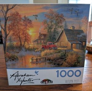 NIB Cra-Z-Art 1,000pc Puzzle "Autumn Mist" Signed By Artist Small Gouge In Box